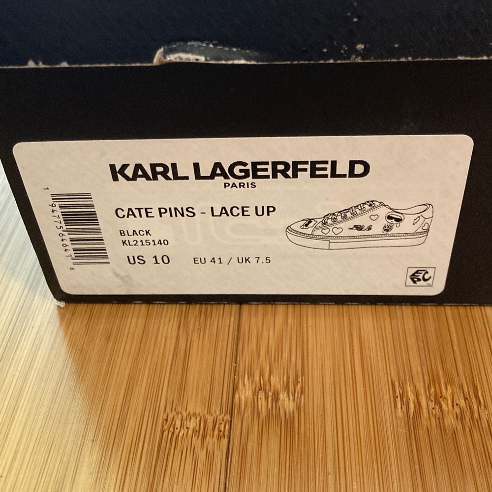 Karl Lagerfeld Black Sneakers with Red and White Details - Picture 2 of 7